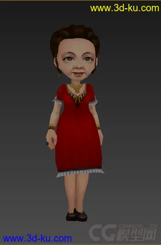 3D打印模型Q版，女人，传裙子，低模，免费的图片
