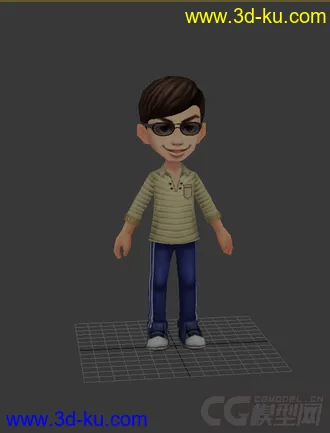 3D打印模型戴眼镜男人，低模，免费，Q版的图片
