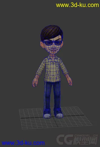 3D打印模型戴眼镜男人，低模，免费，Q版的图片