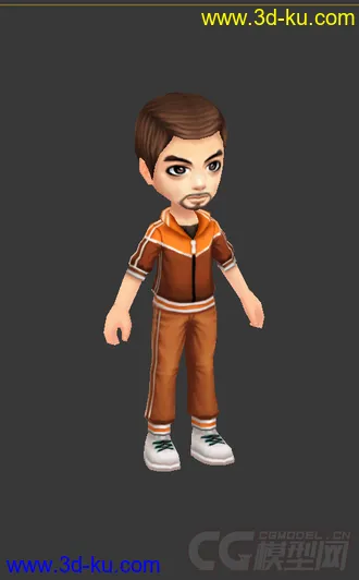 3D打印模型Q版男人，低模，运动服，免费的图片