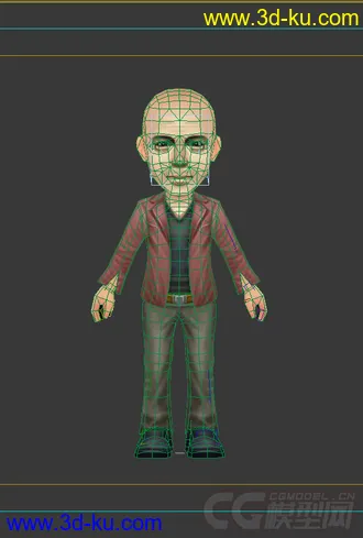 3D打印模型Q版光头男人，低模，免费的图片