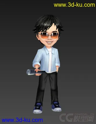 3D打印模型带墨镜的男人，Q版，低模，免费的图片