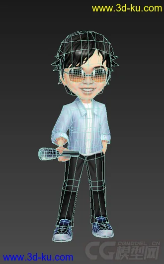 3D打印模型带墨镜的男人，Q版，低模，免费的图片