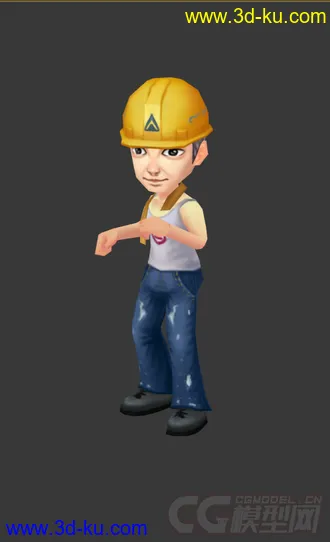 3D打印模型Q版工人，低模，免费的图片