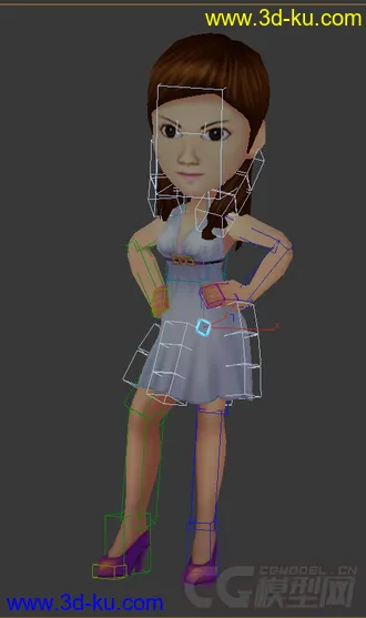 3D打印模型Q版女生，传裙子，低模，免费的图片