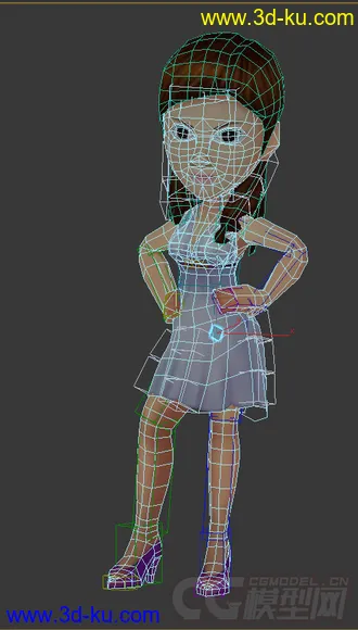 3D打印模型Q版女生，传裙子，低模，免费的图片