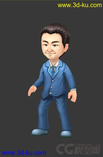 3D打印模型Q版男人，西装，低模，免费的图片