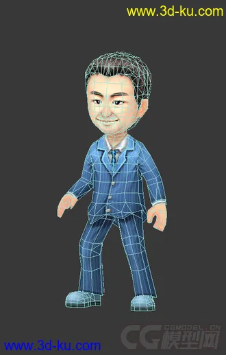 3D打印模型Q版男人，西装，低模，免费的图片