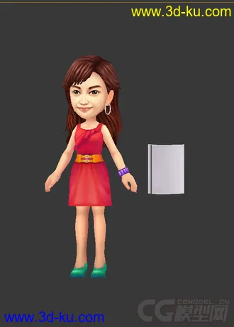 3D打印模型Q版穿裙子的女生，低模，免费的图片