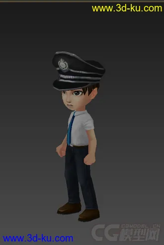 3D打印模型Q版警察，低模，免费的图片