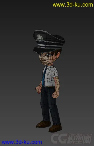 3D打印模型Q版警察，低模，免费的图片