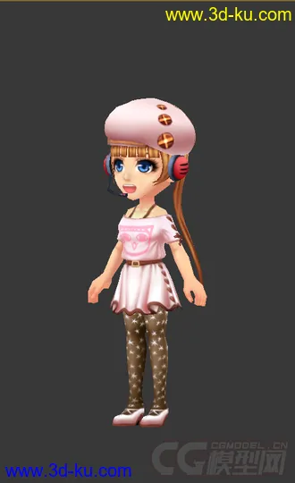 3D打印模型Q版免费低模，带帽子的女生的图片
