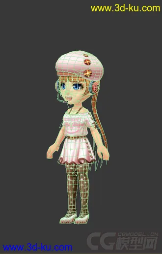 3D打印模型Q版免费低模，带帽子的女生的图片