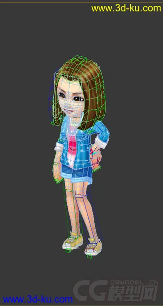 3D打印模型Q版低模，免费，何洁，女生的图片