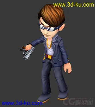 3D打印模型戴墨镜的男人，低模免费的图片