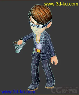 3D打印模型戴墨镜的男人，低模免费的图片
