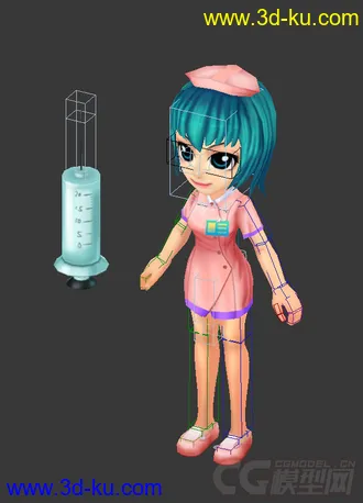 3D打印模型Q版护士，女生，低模免费的图片