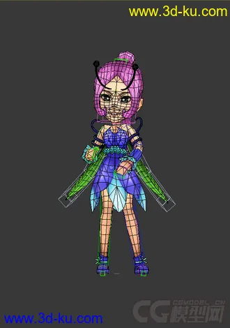 3D打印模型花妖，低模免费，Q版女生的图片