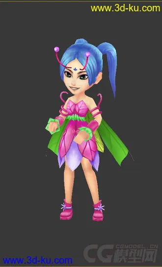 3D打印模型Q版女生，花妖，免费低模的图片