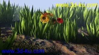 3D打印模型蝴蝶和花的场景，带蝴蝶动画的图片