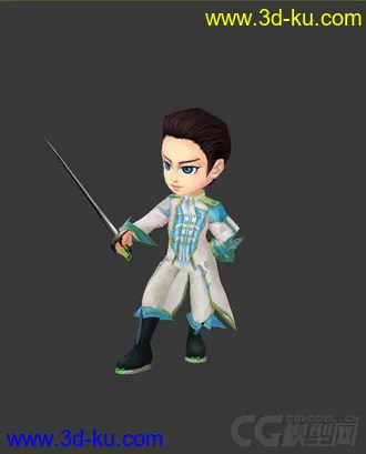 3D打印模型剑道，低模免费，男生Q版的图片