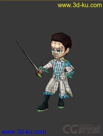 3D打印模型剑道，低模免费，男生Q版的图片