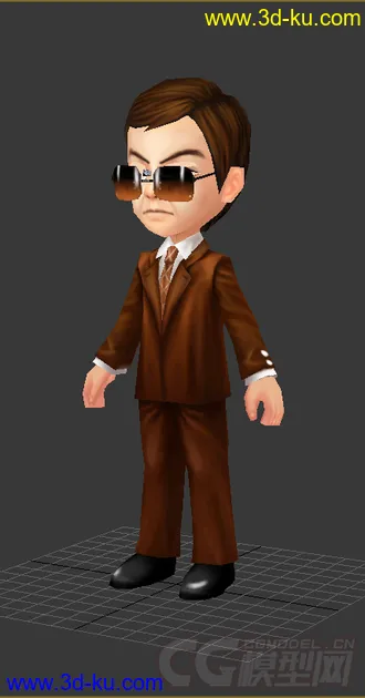 3D打印模型带墨镜的男人，低模免费的图片