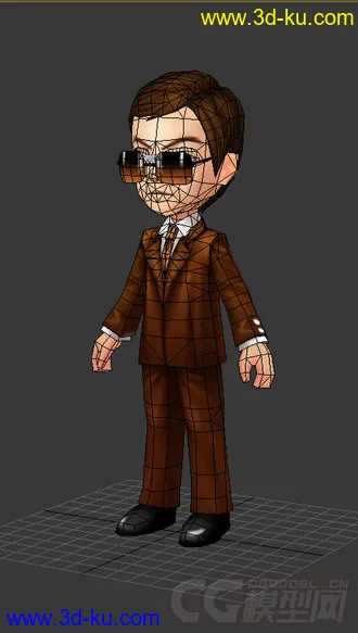 3D打印模型带墨镜的男人，低模免费的图片