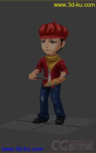 3D打印模型Q版画家，寂寞免费的图片