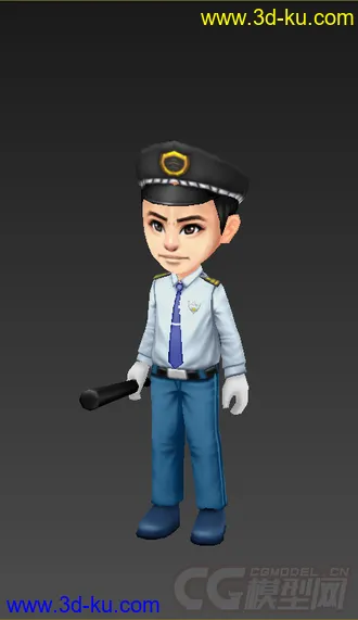 3D打印模型Q版警察保安，低模免费的图片