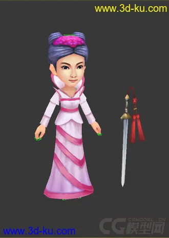 3D打印模型女侠，低模免费,Q版的图片