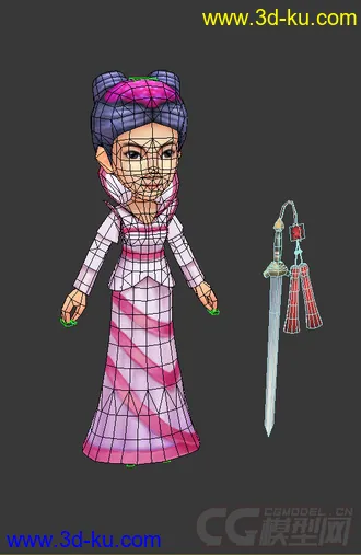 3D打印模型女侠，低模免费,Q版的图片