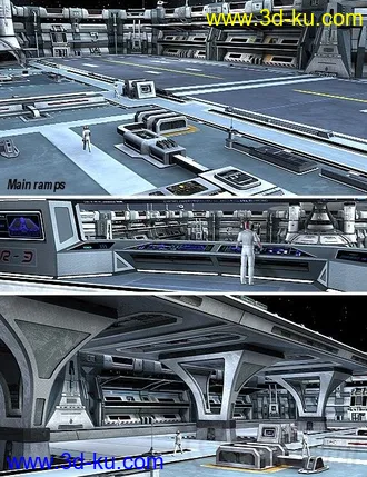 3D打印模型精彩的科幻系列之—未来飞机平台，军事维护基地，空军基地的图片