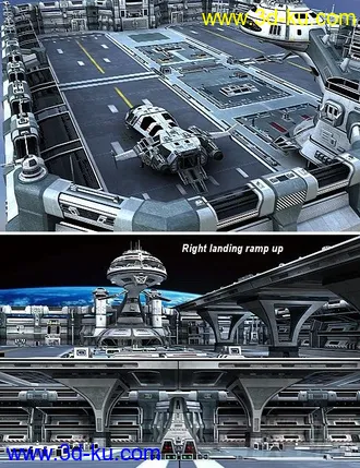 3D打印模型精彩的科幻系列之—未来飞机平台，军事维护基地，空军基地的图片