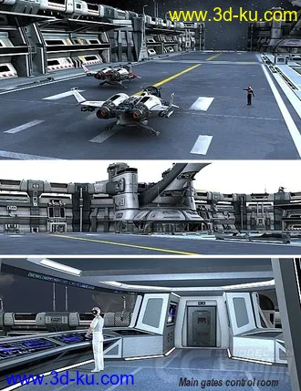 3D打印模型精彩的科幻系列之—未来飞机平台，军事维护基地，空军基地的图片