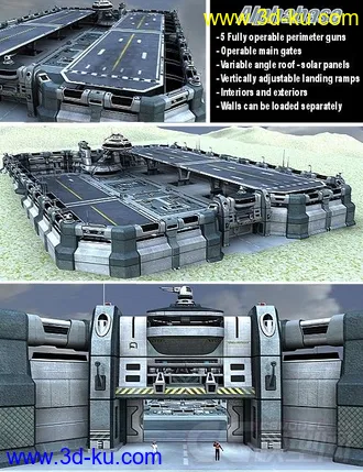 3D打印模型精彩的科幻系列之—未来飞机平台，军事维护基地，空军基地的图片