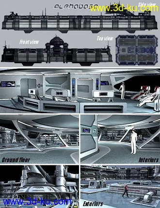 3D打印模型精彩的科幻系列之—未来飞机平台，军事维护基地，空军基地的图片