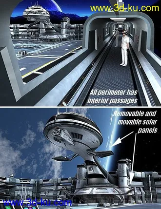 3D打印模型精彩的科幻系列之—未来飞机平台，军事维护基地，空军基地的图片