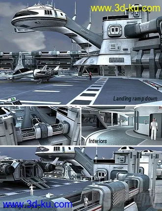 3D打印模型精彩的科幻系列之—未来飞机平台，军事维护基地，空军基地的图片