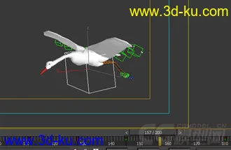 3D打印模型天鹅（仙鹤）远处飞来落在地上-有骨骼有动画的图片