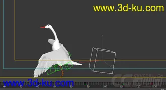 3D打印模型天鹅（仙鹤）远处飞来落在地上-有骨骼有动画的图片