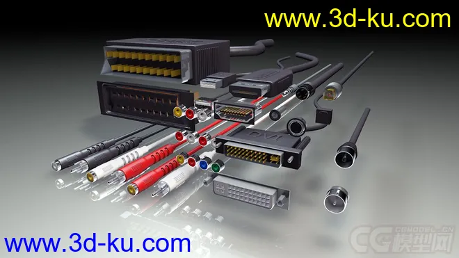 一套非常牛逼的电脑接线配件 带材质模型的图片2