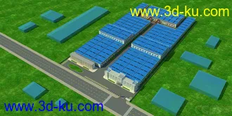 一个厂房模型场景（带贴图）的图片