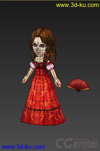 3D打印模型穿裙子的女人，低模免费的图片