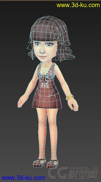 3D打印模型短发女生，低模免费，Q版的图片
