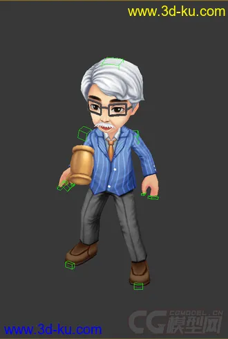 3D打印模型老人，男人，低模Q版，免费的图片