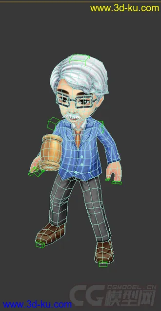 3D打印模型老人，男人，低模Q版，免费的图片