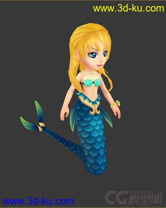 3D打印模型Q版美人鱼，低模免费的图片