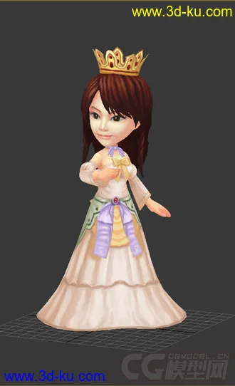 3D打印模型低模免费，Q版女生，公主的图片