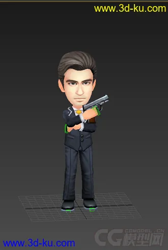 3D打印模型低模免费,Q版男人，拿枪的图片